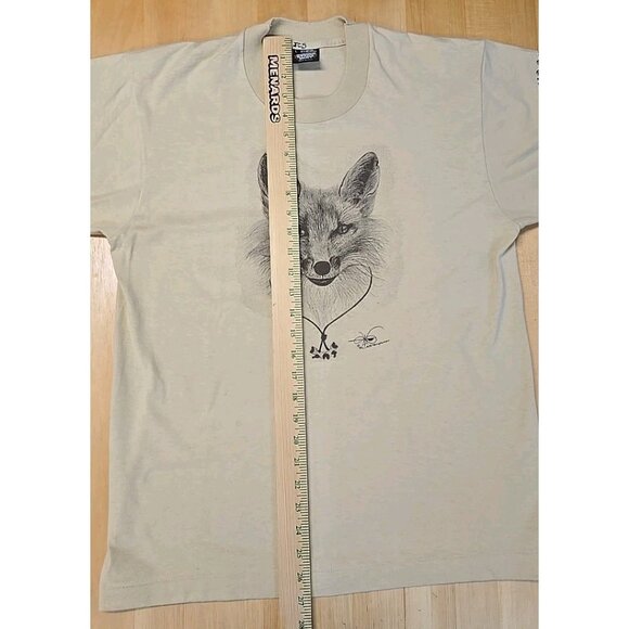 Vintage Wood Badge Fox Single Stitch Tee Shirt Adult Size Large 1982 BSA Sketch - Picture 6 of 9
